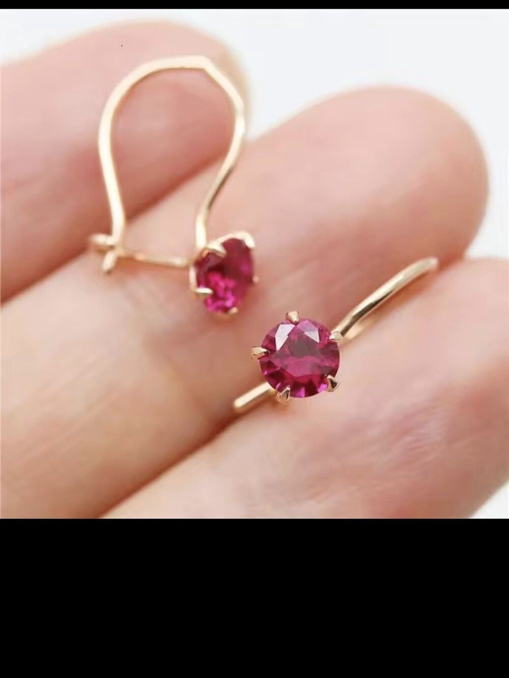 Ruby Red Stone  Earring 14k Rose Gold Plated